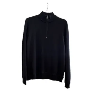 Hugo Boss Men Sweater Size L Black Pull Over Mock Neck Stretch Long Sleeve Soft
