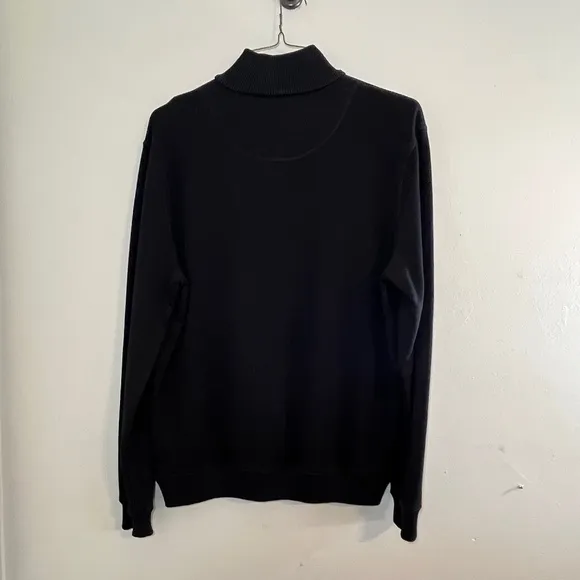 Hugo Boss Men Sweater Size L Black Pull Over Mock Neck Stretch Long Sleeve Soft