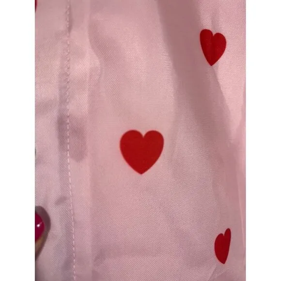 Hugo Tiki Jacket Kids 6T Pink Snaps Hoodie Red Hearts Valentines Raincoat Preppy