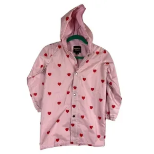 Hugo Tiki Jacket Kids 6T Pink Snaps Hoodie Red Hearts Valentines Raincoat Preppy