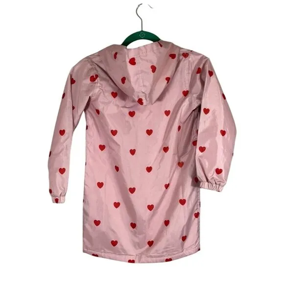 Hugo Tiki Jacket Kids 6T Pink Snaps Hoodie Red Hearts Valentines Raincoat Preppy