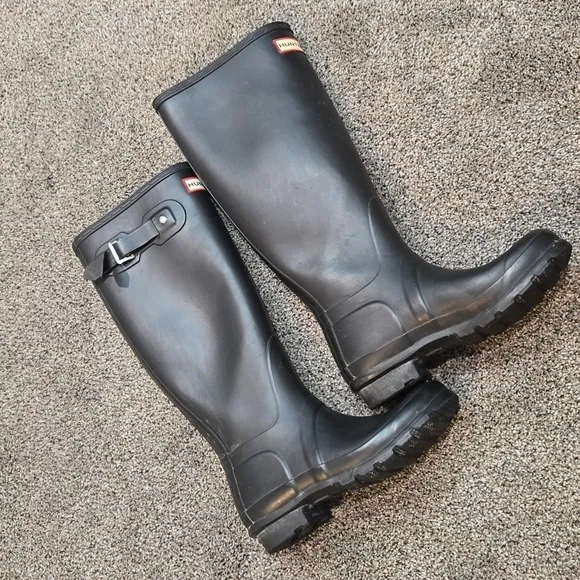 Hunter Women Classic Tall Black boots shoes sz 5