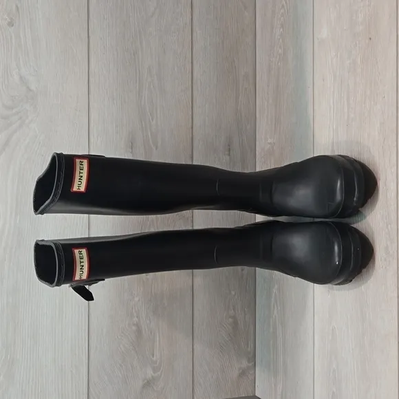 Hunter Women Classic Tall Black boots shoes sz 5