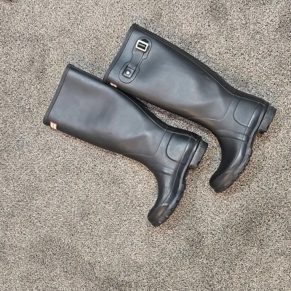 Hunter Women Classic Tall Black boots shoes sz 5