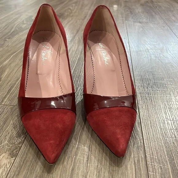 Italy 🇮🇹 leather 👠 classic shoes heels suede red wine Sz 10