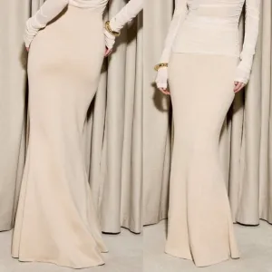 Ivory cream off white maxi fitted mermaid fitted skirt