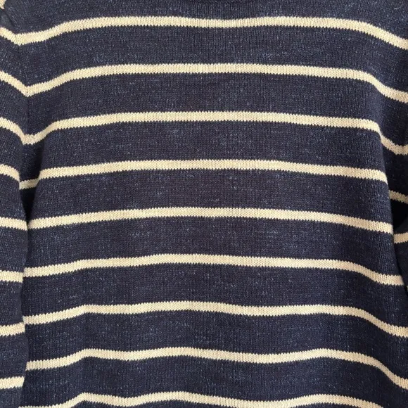 J. Crew 100% Cotton Crew Neck Preppy Navy White Striped Sweater