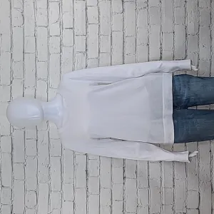 J Crew Crew Neck Long Sleeve Boxy Cotton Knit Teddy Sweater in White NWT