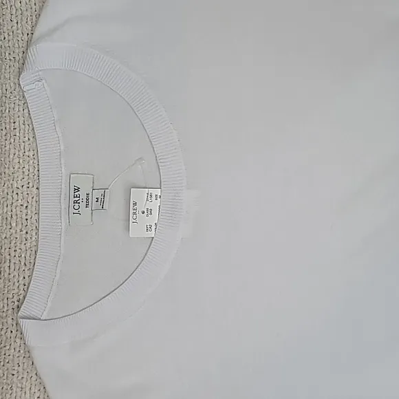 J Crew Crew Neck Long Sleeve Boxy Cotton Knit Teddy Sweater in White NWT