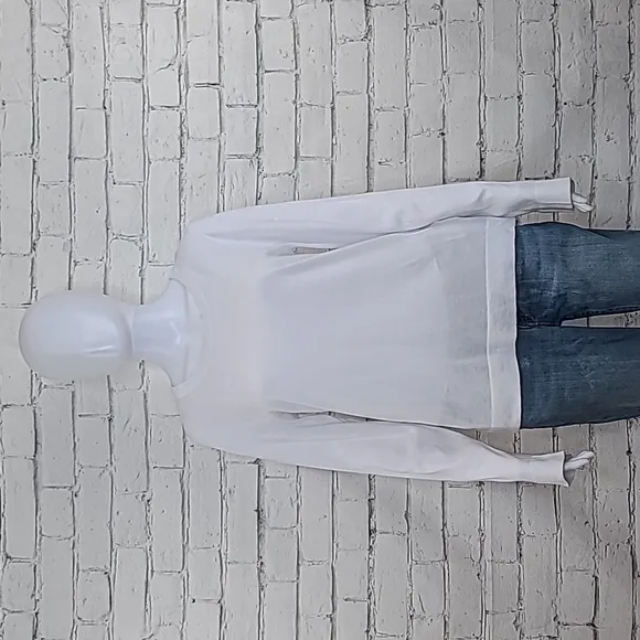 J Crew Crew Neck Long Sleeve Boxy Cotton Knit Teddy Sweater in White NWT