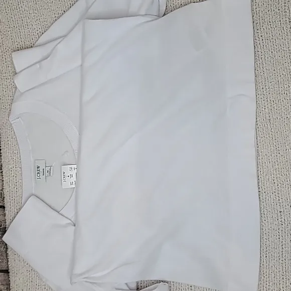 J Crew Crew Neck Long Sleeve Boxy Cotton Knit Teddy Sweater in White NWT
