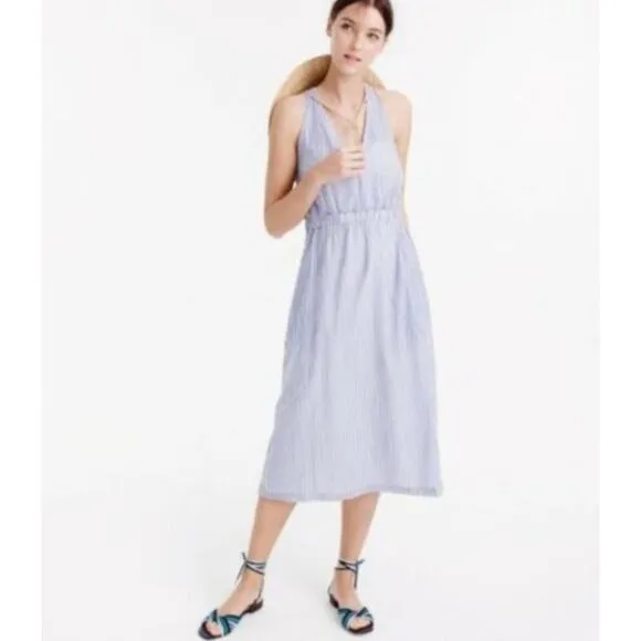 J. Crew Cross Back stripe midi dress