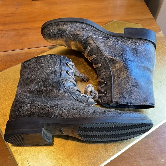 J. Crew Distressed Oiled Leather Combat Boots