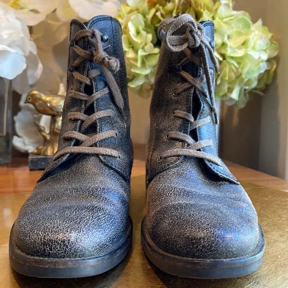 J. Crew Distressed Oiled Leather Combat Boots