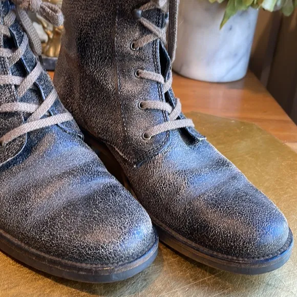 J. Crew Distressed Oiled Leather Combat Boots