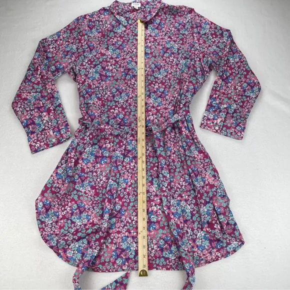 J Crew Dress Womens 2X Floral Shirt Button Up Lightweight Waist Tie Bloomcore