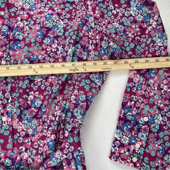 J Crew Dress Womens 2X Floral Shirt Button Up Lightweight Waist Tie Bloomcore