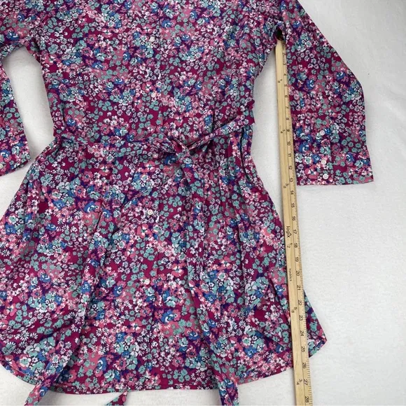 J Crew Dress Womens 2X Floral Shirt Button Up Lightweight Waist Tie Bloomcore
