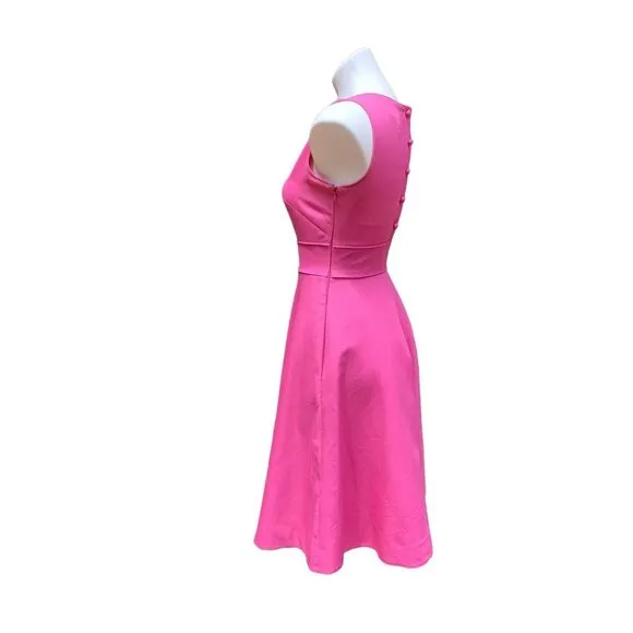 J Crew Hot Pink Midi Sheath Dress Size 2 Cotton Fit &amp; Flare