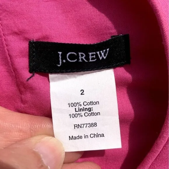 J Crew Hot Pink Midi Sheath Dress Size 2 Cotton Fit &amp; Flare