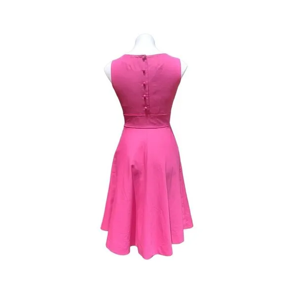 J Crew Hot Pink Midi Sheath Dress Size 2 Cotton Fit &amp; Flare