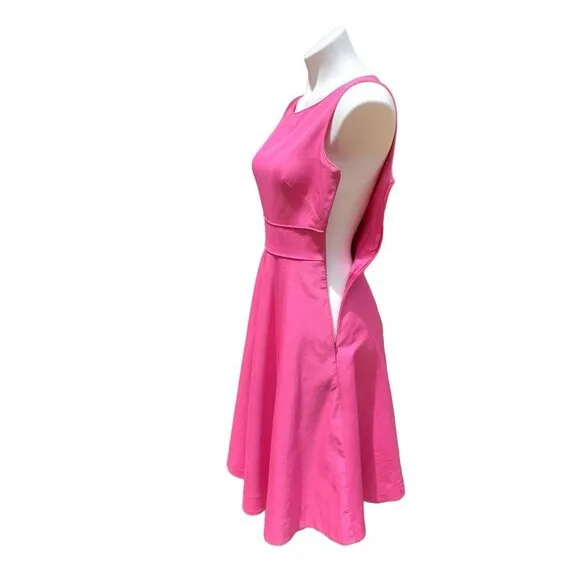 J Crew Hot Pink Midi Sheath Dress Size 2 Cotton Fit &amp; Flare