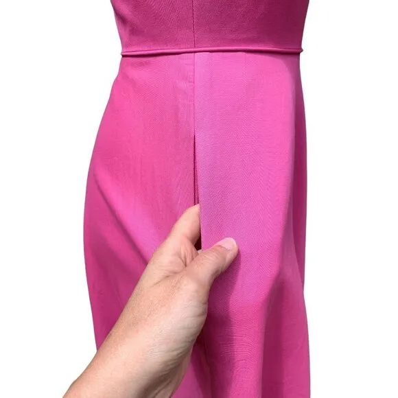 J Crew Hot Pink Midi Sheath Dress Size 2 Cotton Fit &amp; Flare
