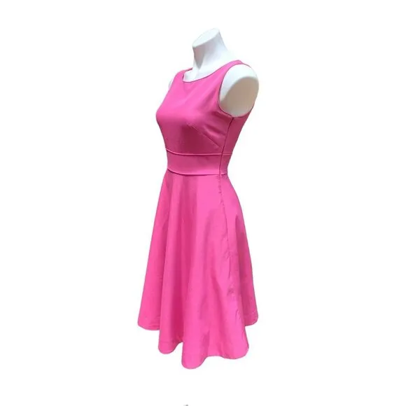 J Crew Hot Pink Midi Sheath Dress Size 2 Cotton Fit &amp; Flare