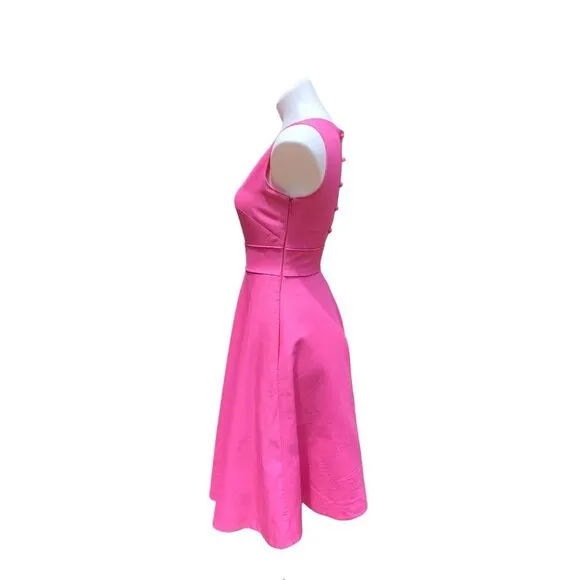 J Crew Hot Pink Midi Sheath Dress Size 2 Cotton Fit &amp; Flare