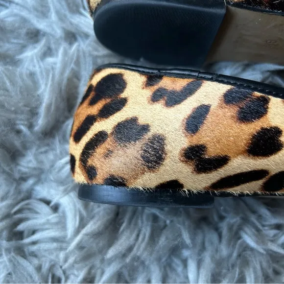 J. Crew leopard print calf hair captoe ballet flats women's shoe size 9.5
