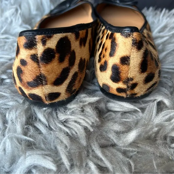 J. Crew leopard print calf hair captoe ballet flats women's shoe size 9.5