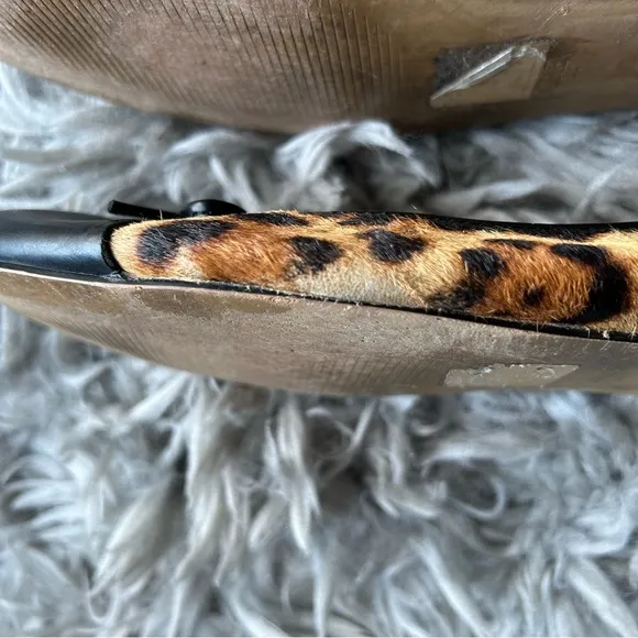 J. Crew leopard print calf hair captoe ballet flats women's shoe size 9.5