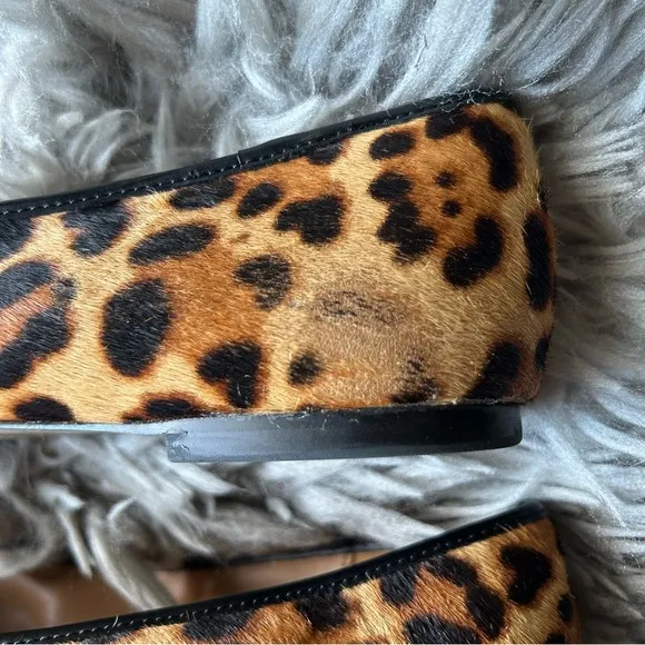 J. Crew leopard print calf hair captoe ballet flats women's shoe size 9.5