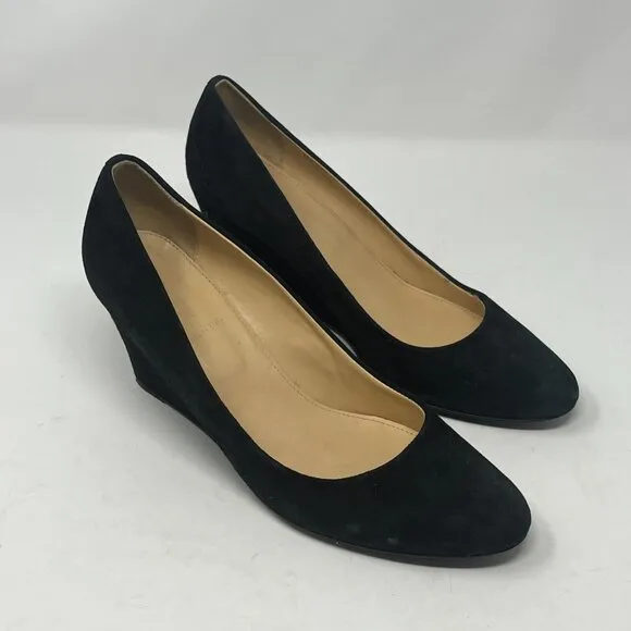 J. Crew Martina wedges black suede 11 women