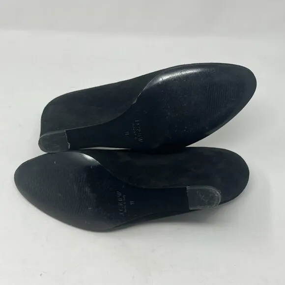 J. Crew Martina wedges black suede 11 women