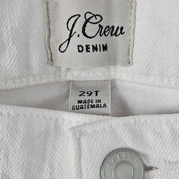 J. Crew Petite Slim Boyfriend Jean in White 29 Tall Distressed Crop Denim Summer