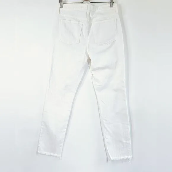 J. Crew Petite Slim Boyfriend Jean in White 29 Tall Distressed Crop Denim Summer