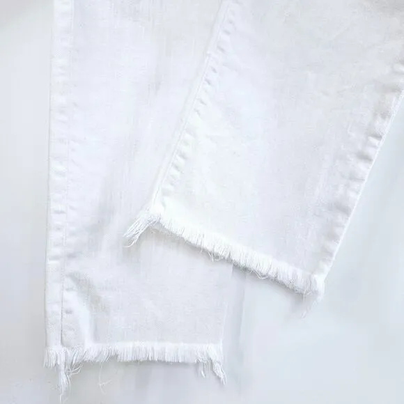 J. Crew Petite Slim Boyfriend Jean in White 29 Tall Distressed Crop Denim Summer