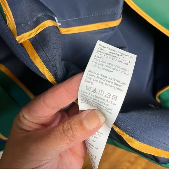 J. Crew Rain Jacket Trench Nautical Anchor Lined Trench Hood XXS Kelly Green EUC