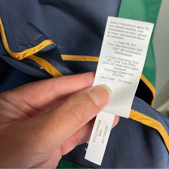 J. Crew Rain Jacket Trench Nautical Anchor Lined Trench Hood XXS Kelly Green EUC