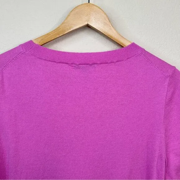 J. CREW Short-Sleeve Tippi Sweater In Flowers Merino Wool Blend Women’s Sz L