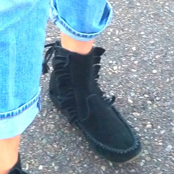 J. Crew Sienna Fringed Suede Moccasin Booties