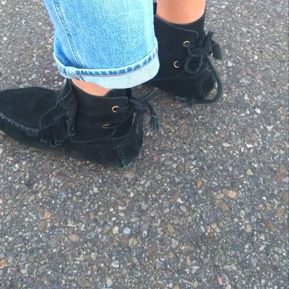 J. Crew Sienna Fringed Suede Moccasin Booties