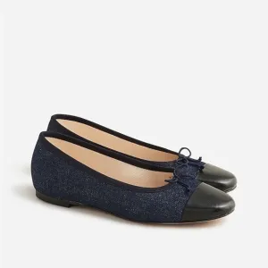 J Crew Zoe cap toe ballet flats in washed denim BX923