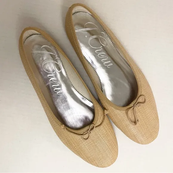 J. Crew Zoe Woven Ballet Flats in Light Tan