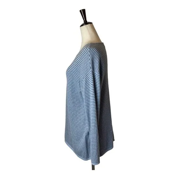 J. Jill Pure Jill Blue Striped Cashmere Blend Asymmetric Hem Sweater Size S