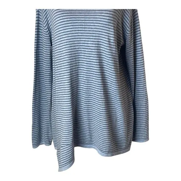 J. Jill Pure Jill Blue Striped Cashmere Blend Asymmetric Hem Sweater Size S