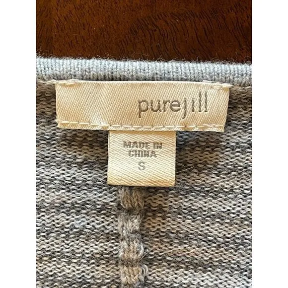 J. Jill Pure Jill Blue Striped Cashmere Blend Asymmetric Hem Sweater Size S