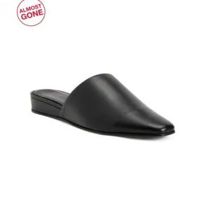 JACK ERWIN Black Made In Portugal Leather Waverly Slide On Flats
