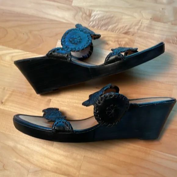 Jack Rogers Luccia Platform Wedge Black Sandals Women’s Size 9.5 M